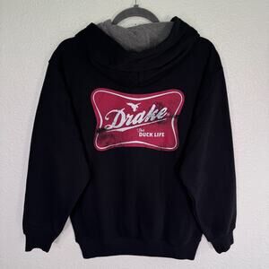 Drake Waterfowl Hoodie Mens Small Drake Life Graphic Pullover Black Soft Sweater